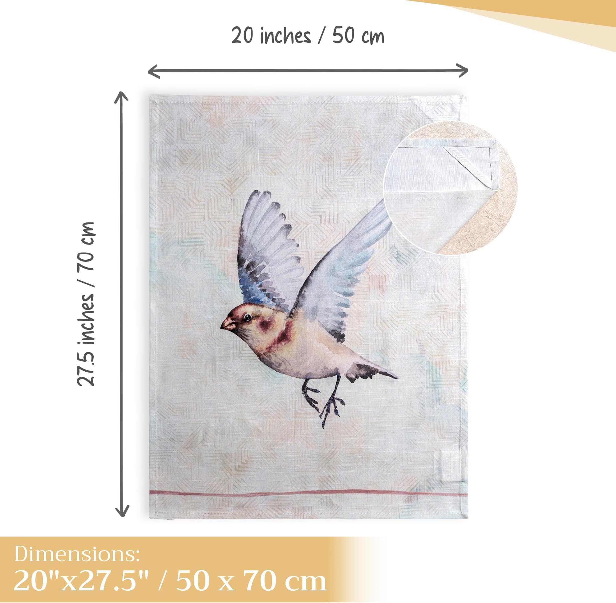 Maison d' Hermine Dish Towels 100% Cotton Kitchen Towels Absorbent Dishcloth for Home, Kitchen, Dining, Cocktail Parties & Camping, Flying Birds - Spring/Summer (Set of 3)