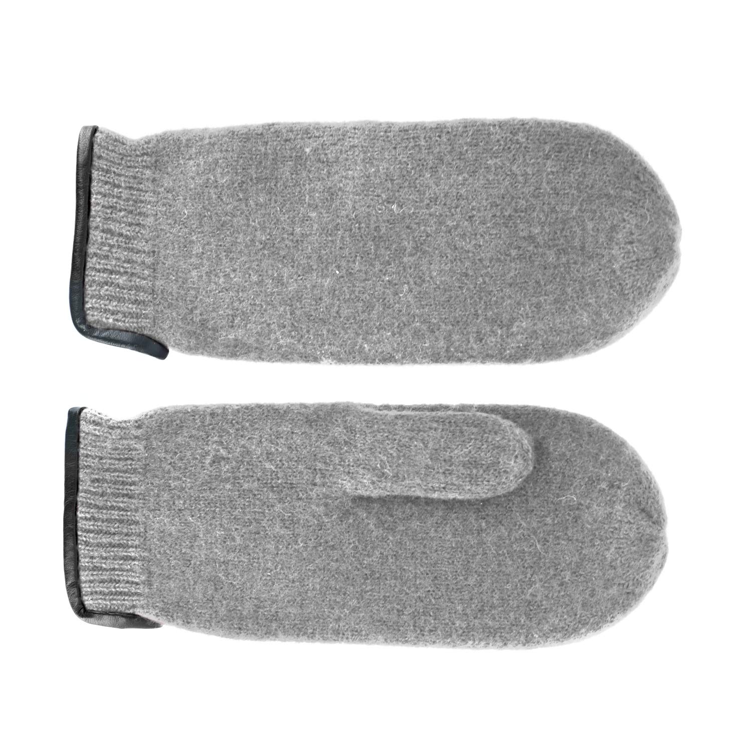 fiebig Mitten in pura lana con bordo in pelle | Guanto in lana fine per uomo e donna | Muffola In molti colori e dimensioni