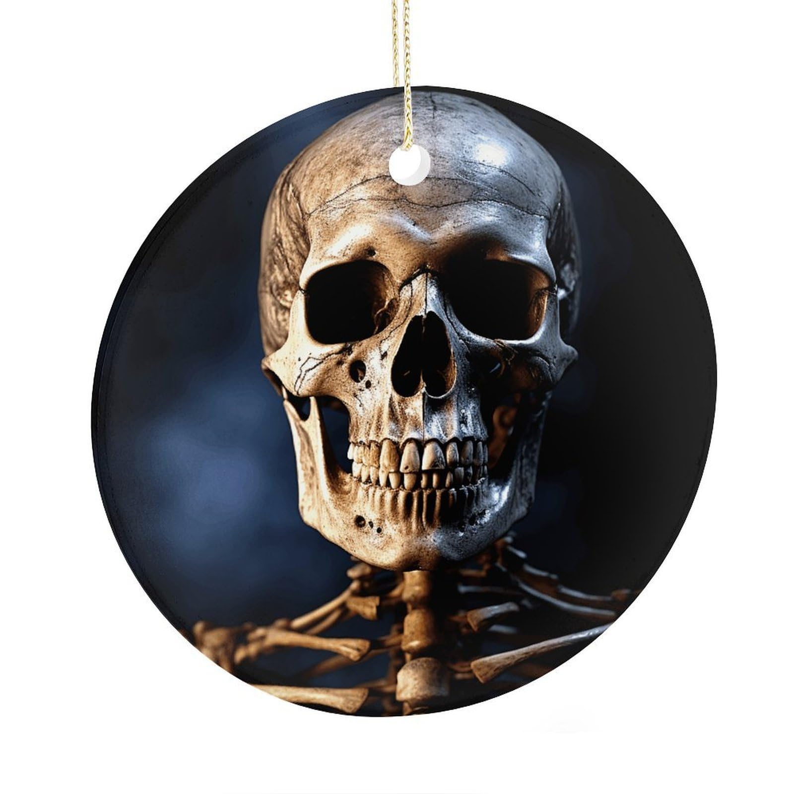Adfgyerh Style Skeleton Ceramic Circular Pendant,2.9 Inch，Hanging Ornament，Gift Exchange Idea Round Ceramic Ornament,For Mom And Daughter，For Home Indoor Outdoor Decor.