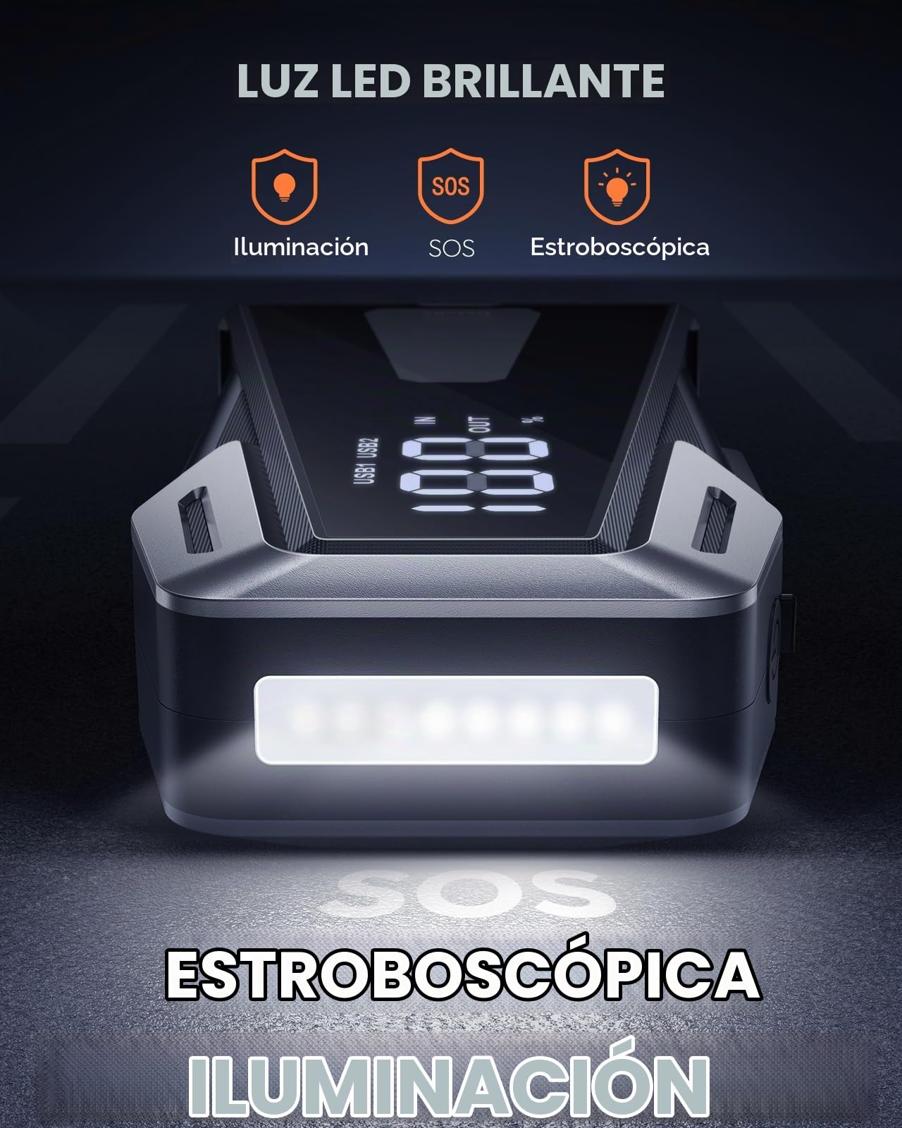 Arrancador de Coches 6000A,12V Arrancador de baterias de Coche, 65W Carga Rápida(Todo vehículo de Gasolina o 12L de Diesel) Jump Starter Portatil con Cable Extendidos,Gran Pantalla y Linterna LED
