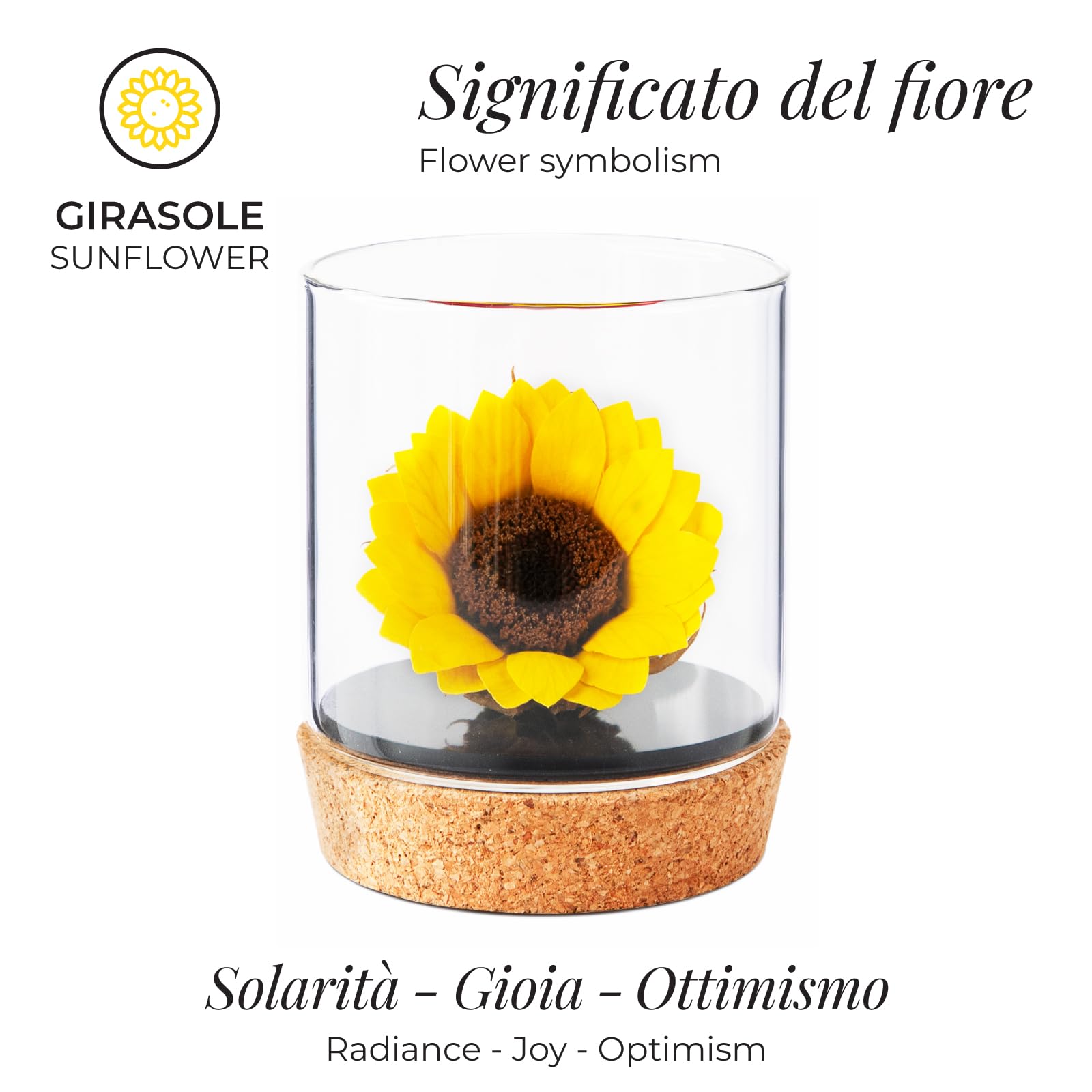 Amoroses Sunflo - Girasole Stabilizzato Fiore Eterno in Barattolo di Vetro | Idea Regalo