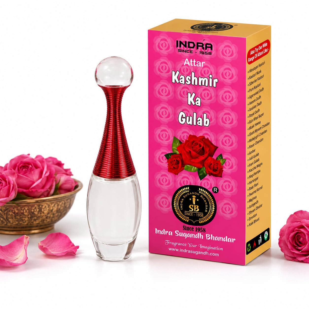 INDRA SUGANDH BHANDAR Luxury Attar For Men and Women Kashmiri Rose Red Floral & Strong Gulab Pure & Long Lasting Alcohol Free Itra/Ittar 10ml Rollon Fancy Pack-image-11