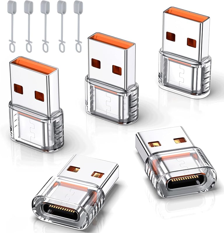 5 Pack USB A to Type C Female Adapter, USB c Female to USB A Male OTG Type C Converter for iPhone 16 Charger, iPhone 15/14/13 Pro Max, Apple Watch Ultra, AirPods, iPad, Samsung Galaxy S24, Car