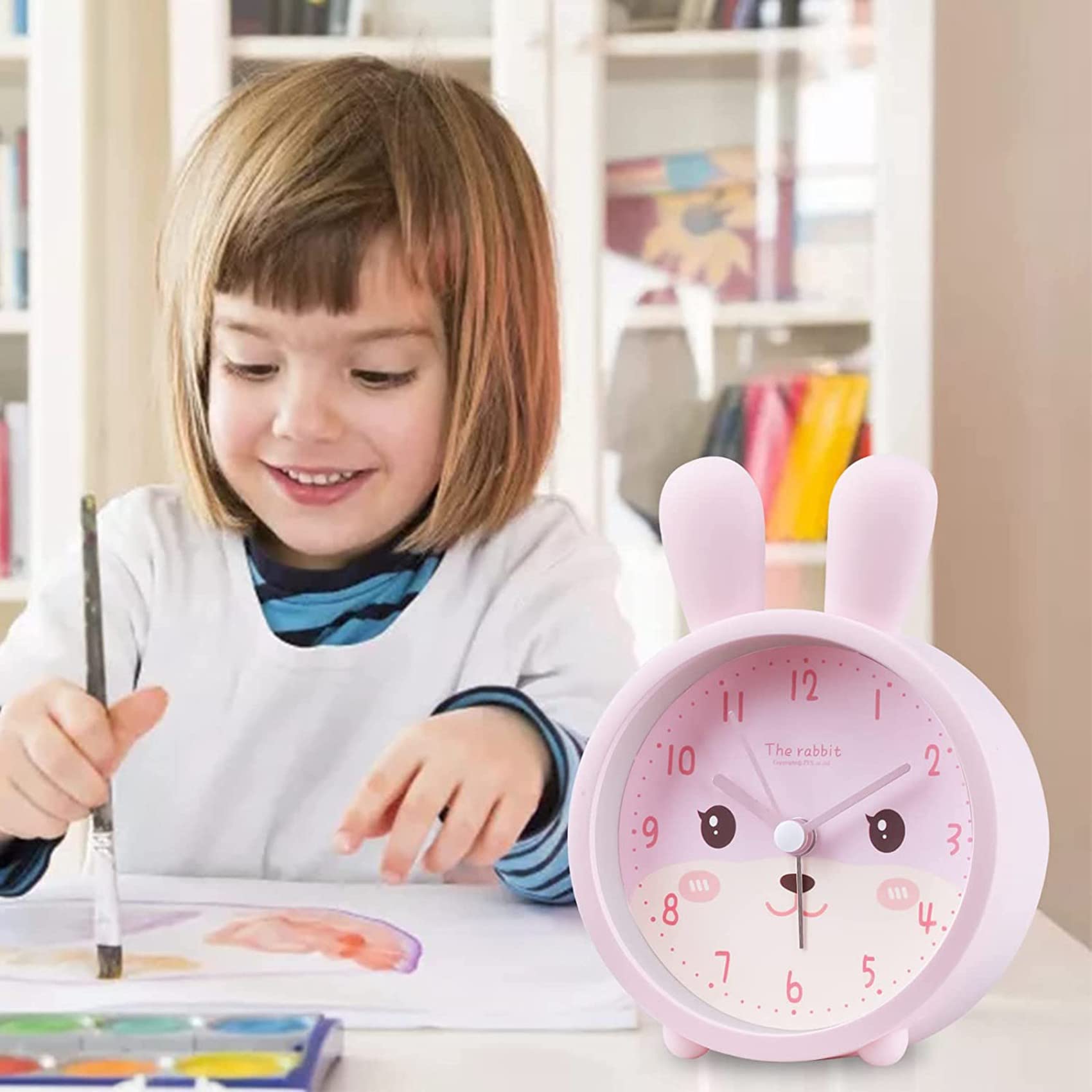Silencieux Non-tic-tac Analogique Mignon Réveil Pour Les Enfants Reglage Facile Et Retroeclairage