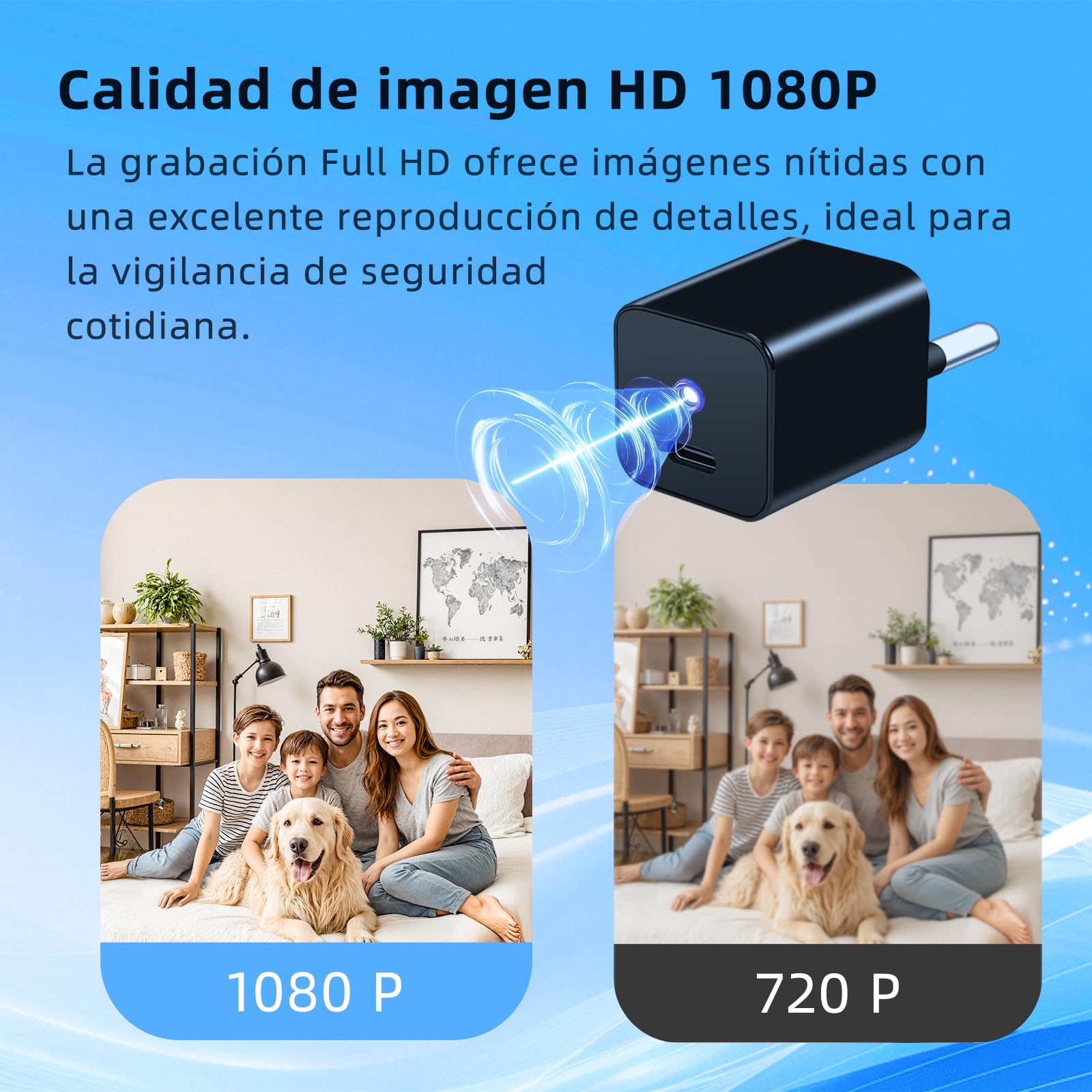 Cámara espía oculta, mini cámara, cámara niñera en alta definición 1080P,con función de detección de movimiento,apta para la vigilancia de seguridad en interiores,oficinas y otros lugares,sin Wi-Fi.