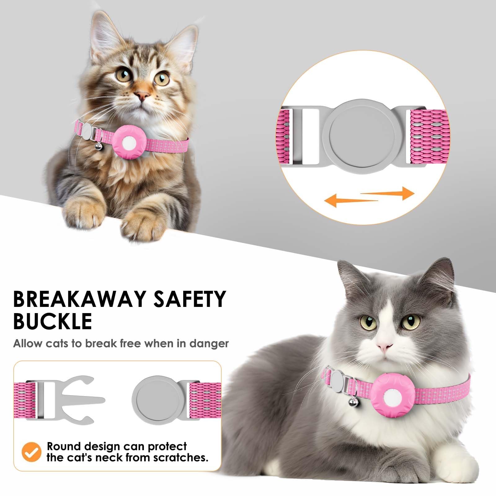 Cat GPS Tracker, Smart Cat Tracker Compatible with Apple Find My App (Only iOS), No Monthly Fee, Waterproof, Breakaway Collar Included (White Tracker, Pink Cat Collar) - image 5