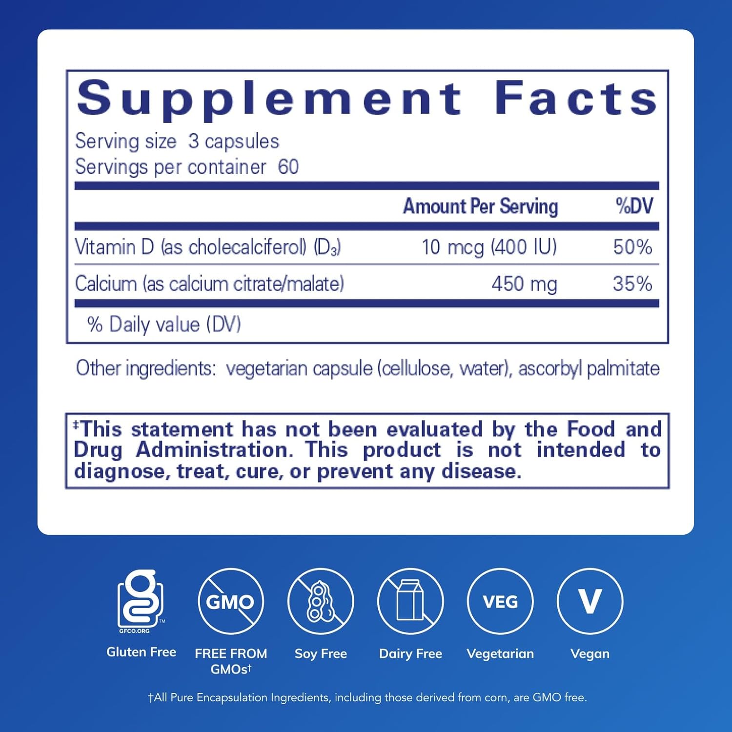 Pure Encapsulations Calcium with Vitamin D3 | Dietary Supplement to Support Bone, Colon, and Cardiovascular Health* | 180 Capsules