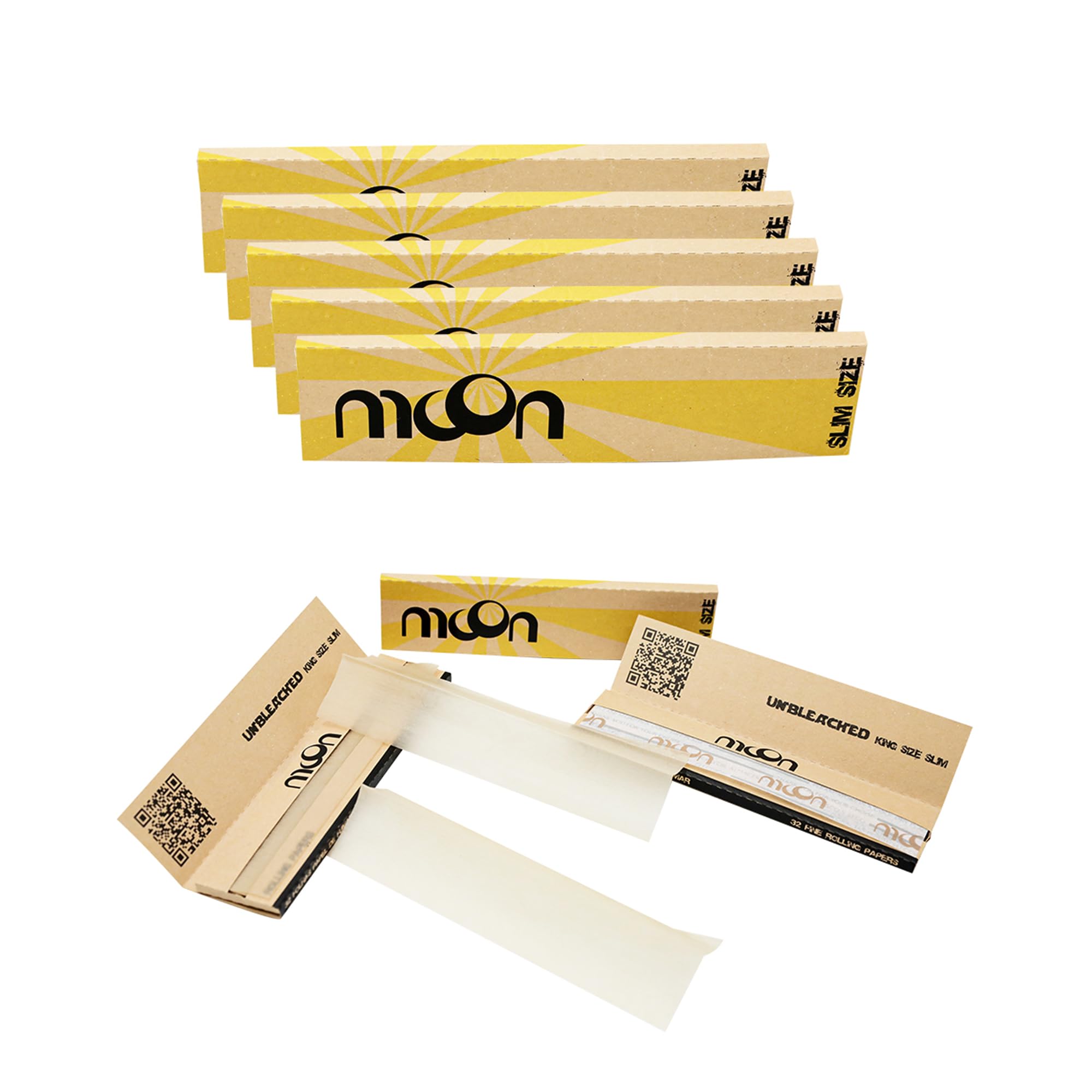 Amazon.com: MOON Classic Cigarette Paper Slow Burning Natural Wood Pulp  Paper Unbleached Paper With Watermark 108x36mm 50 Books/32 Sheets Each 1600  Sheets 13g/m2 : Health & Household