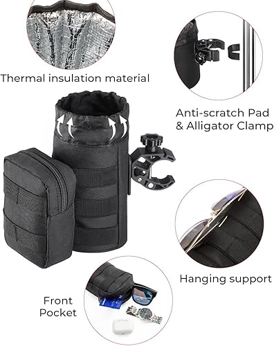 Miniatura 5 de KEMIMOTO Portavasos para motocicleta y cuatrimoto de 32 onzas con abrazadera de cocodrilo, UTV, scooter, barco, kayak, bicicleta, andador, negro