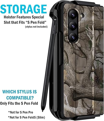 Miniatura 5 de Funda con clip y ranura para S Pen para Galaxy Z Fold 5 5G, cubierta táctica Nakedcellphone y cinturón de cadera, soporte para teléfono Samsung Z