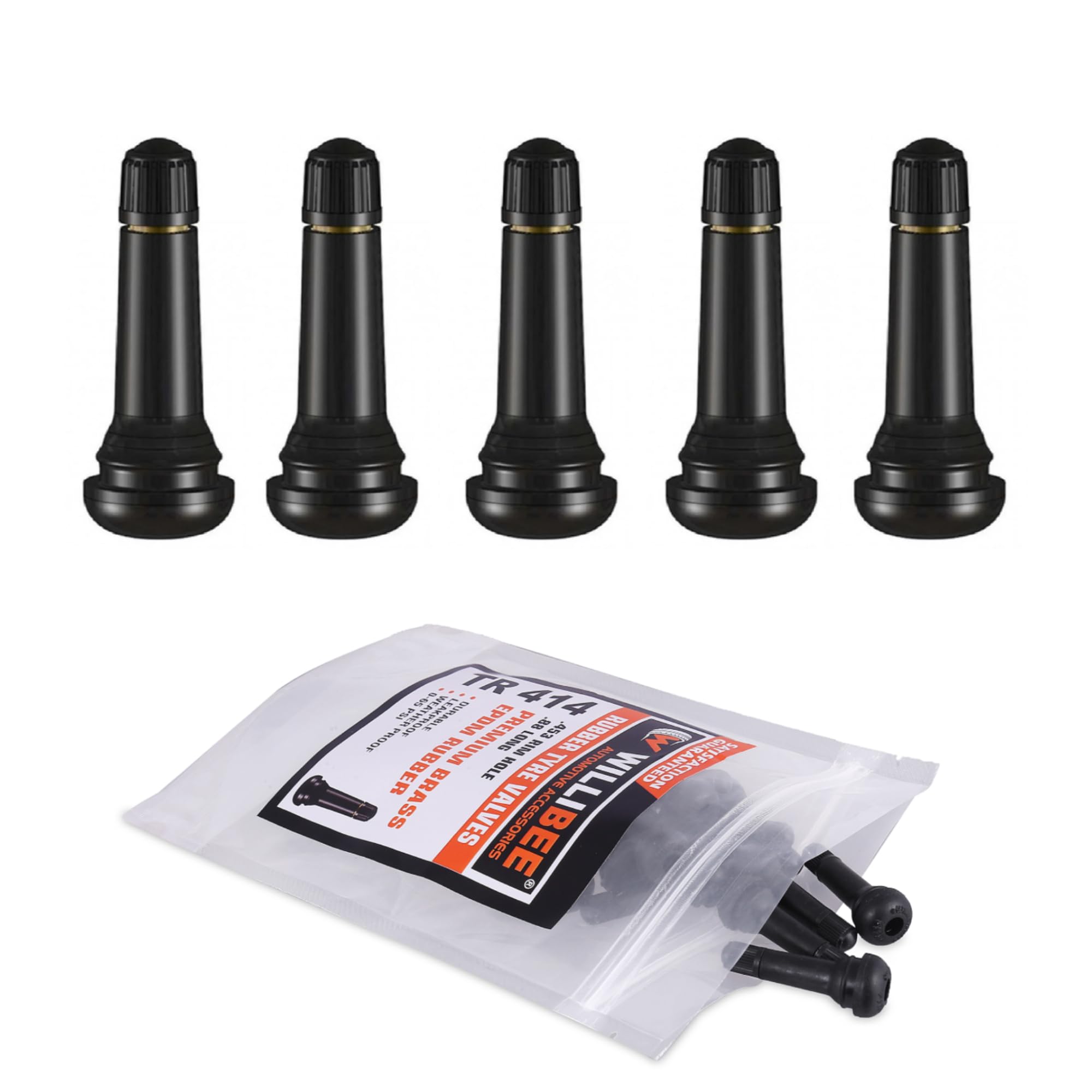 WILLIBEE TR414 Tyre Valve Stem, Brass and EPDM Rubber Tubeless Tire Valve Stem for Car (TR414-5Pcs)-image-9