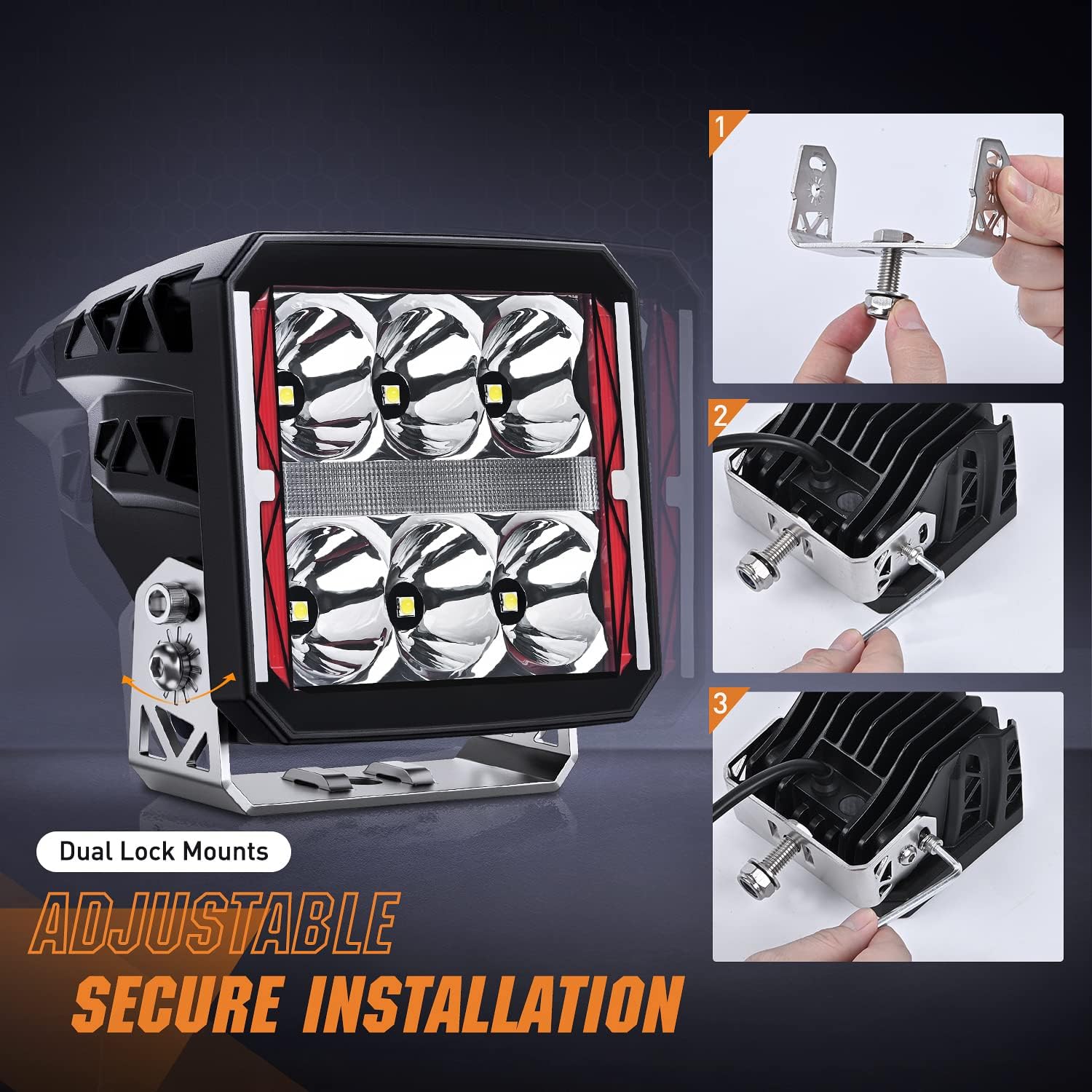 Nilight 4 Inch LED Pod Lights Heated Lens with DRL 60 W Square Super Spot w/ 16AWG Wiring Harness Kit Offroad Anti Freeze Function Work Light for Truck UTV ATV SUV Jeep
