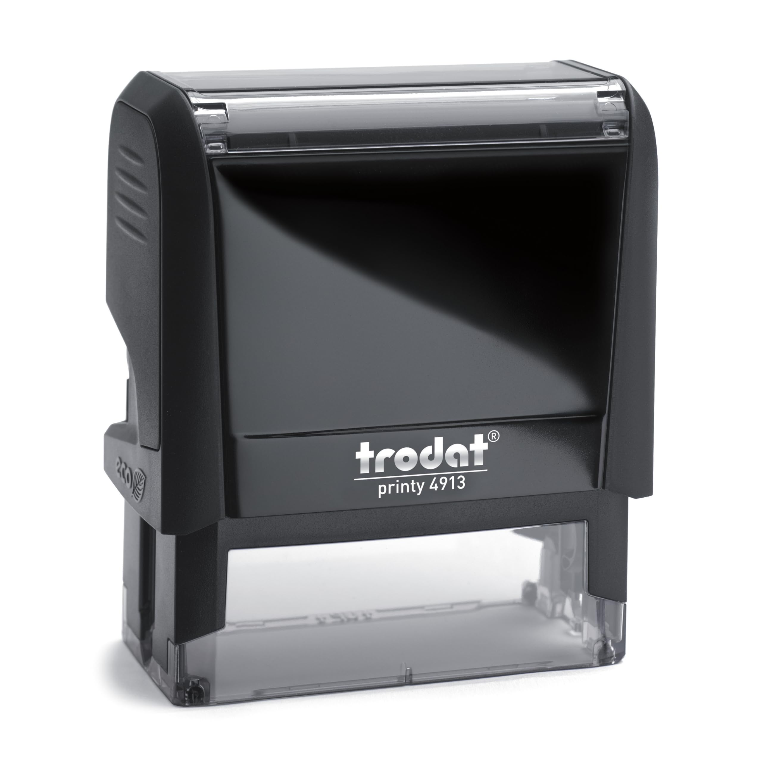 TRODAT 4913 Sello de Caucho Automático 55x20 mm Personalizado con Logo y Texto Negro