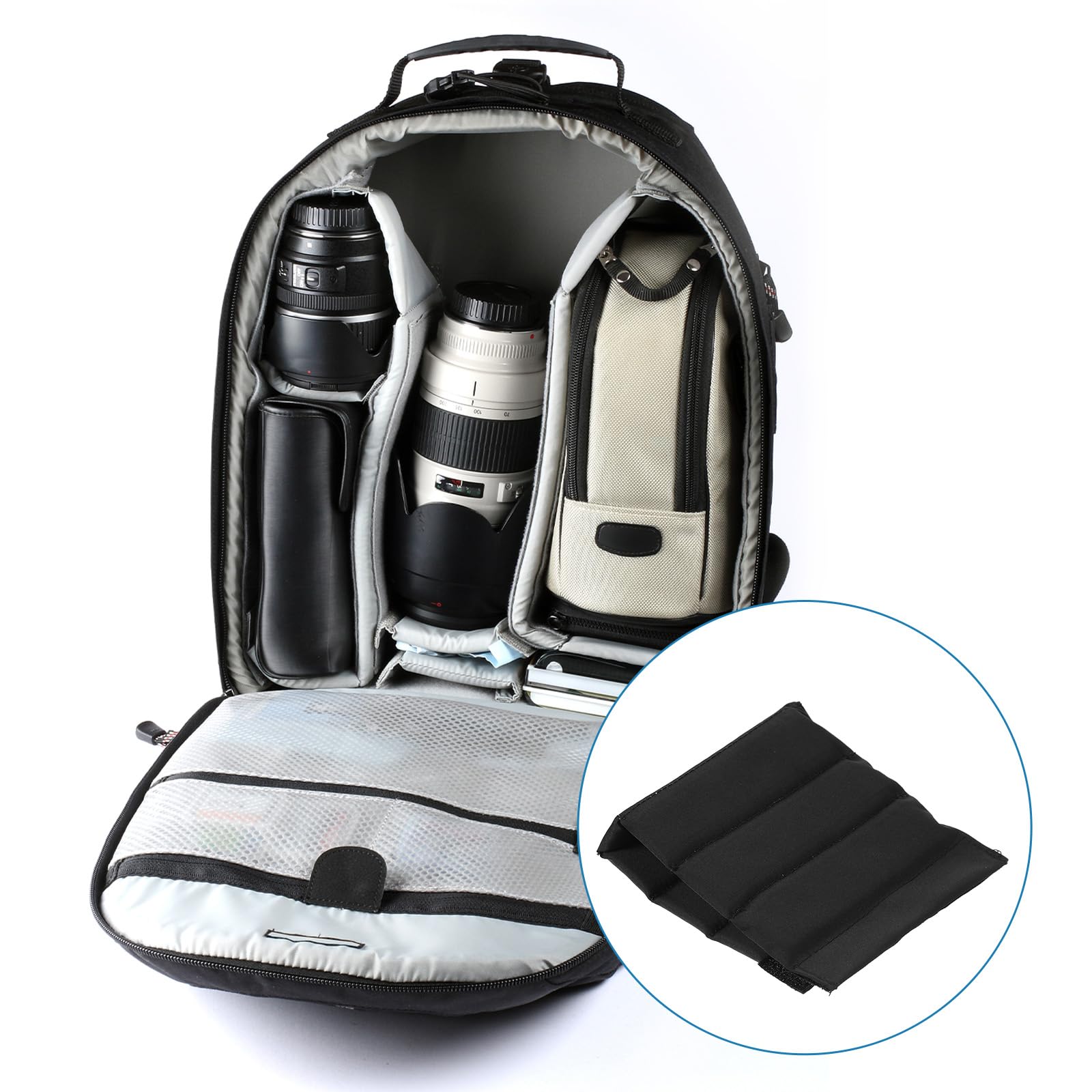 PATIKIL Divisor de Bolsa para Cámara, 2Pcs 22cmx12cmx0.8cm Almohadilla Separadora A Prueba de Golpes para Bolsa de Cámara Protectora de Lentes para Cámara Organizador Universal, Negro