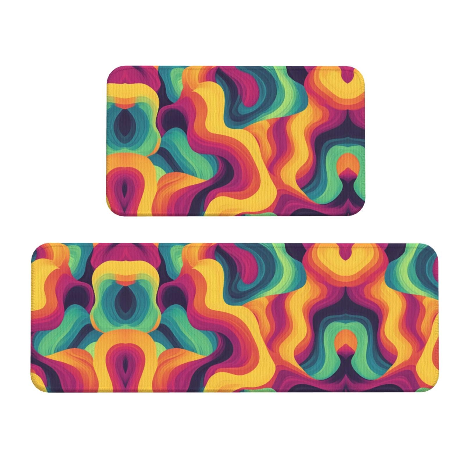 Alfombrillas de cocina antideslizantes para evitar resbalones con ondas de colores