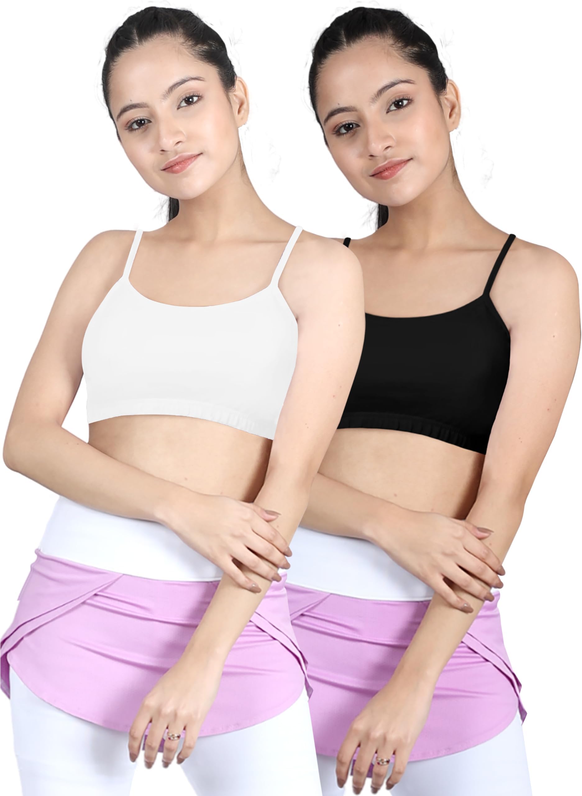 D'chica Pack of 2 Beginners Bra Non Padded Non Wired Black and White