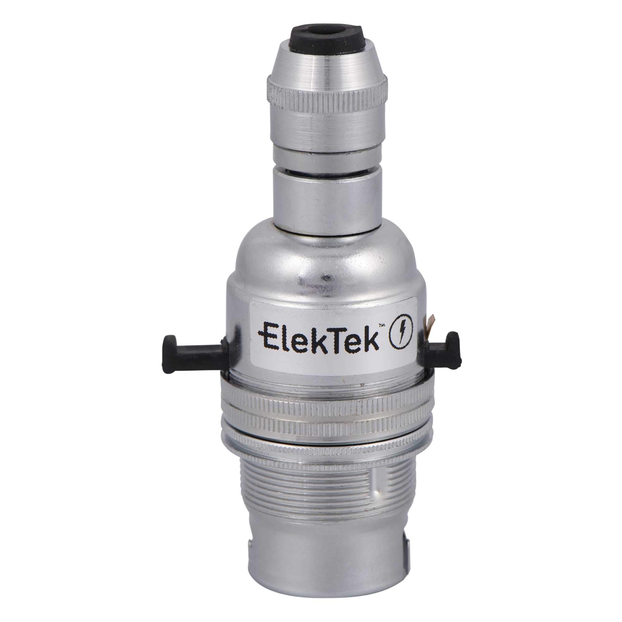 Elektek Chrome Safety Switch Lamp Holder Half Inch With Cable Cord Grip