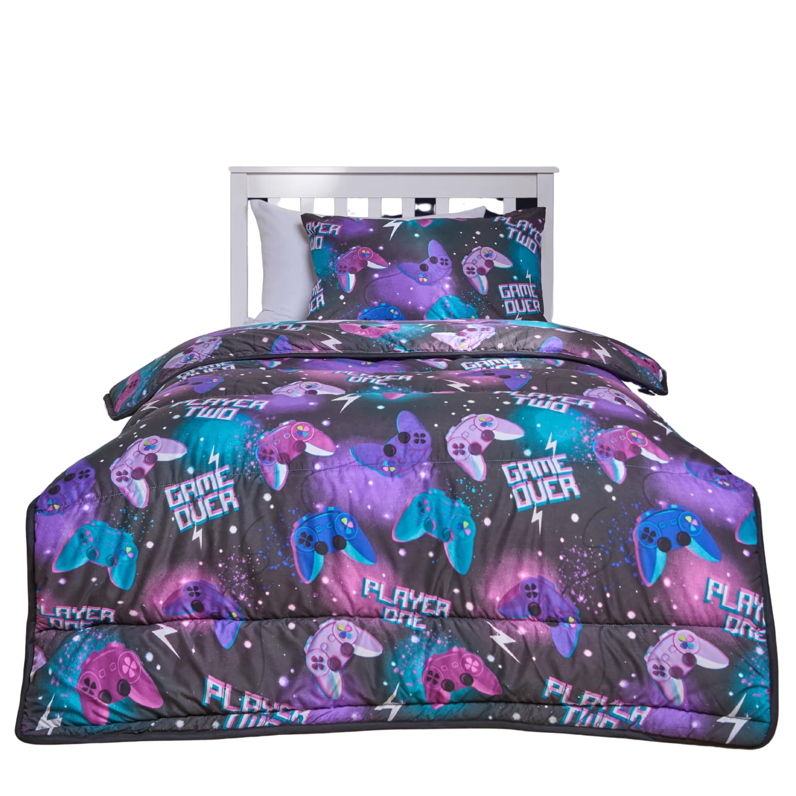 OHS Gaming Coverless 10.5 Tog Duvet Set Single Bed Quilted Gamer Pillowcase from B&Q