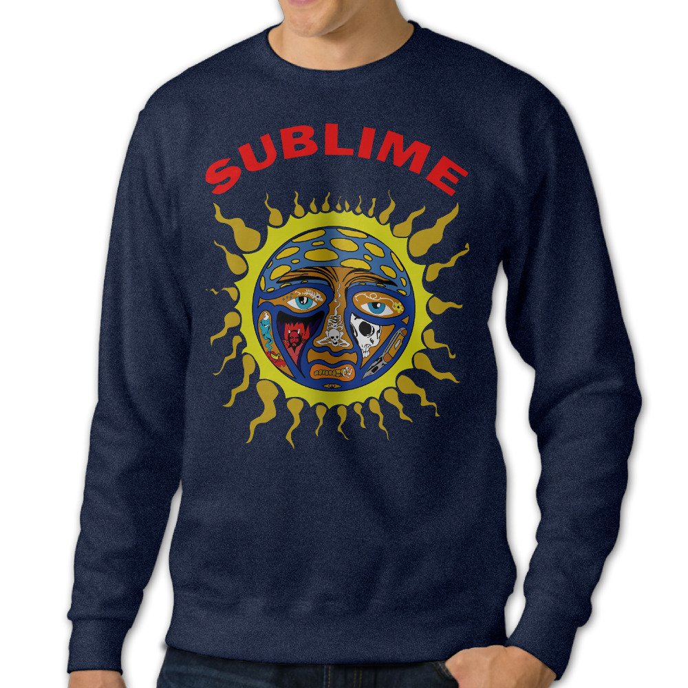 FHFHQ Men's Crewneck Hooded Sweatshirt Sublime Band Sun Logo Navy