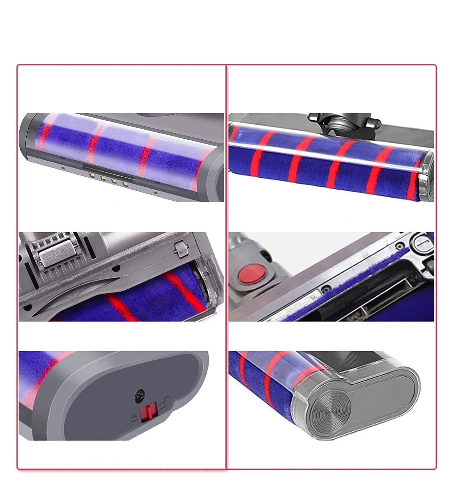 Compatible For Dyson, V6 DC58 DC59 DC61 DC62 Aspiradora Accesorios De Cepillo De Piso Con Cabezal De Rodillo Barredor Suave, Herramienta De Cabezal De Cepillo De Piso Motorizado