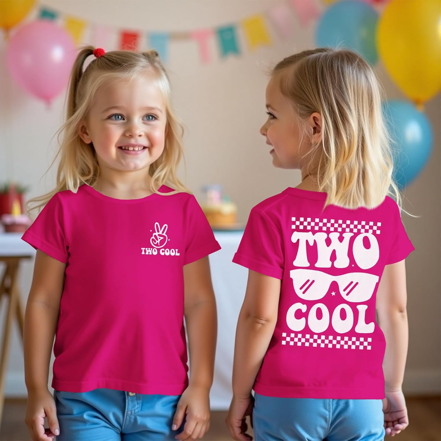 2nd Birthday Shirt Girl Two Cool 2 Year Old Outfit Girl Second Birthday Tshirt Bday Party Gift Short Sleeve Tee Top - Image 2