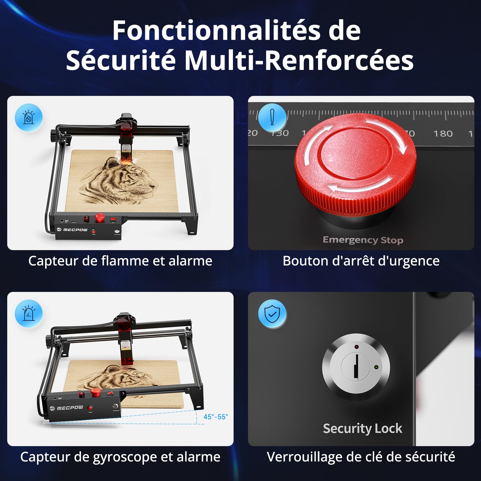X3 Pro Graveur Laser avec Air Assist, 10W Machine à Graver Laser, CNC Cutter Laser Haute avec Arrêt d'Urgence, Détection de Flamme et de Gyro, AdaptéE Au Bois, MéTal, Verre Acrylique