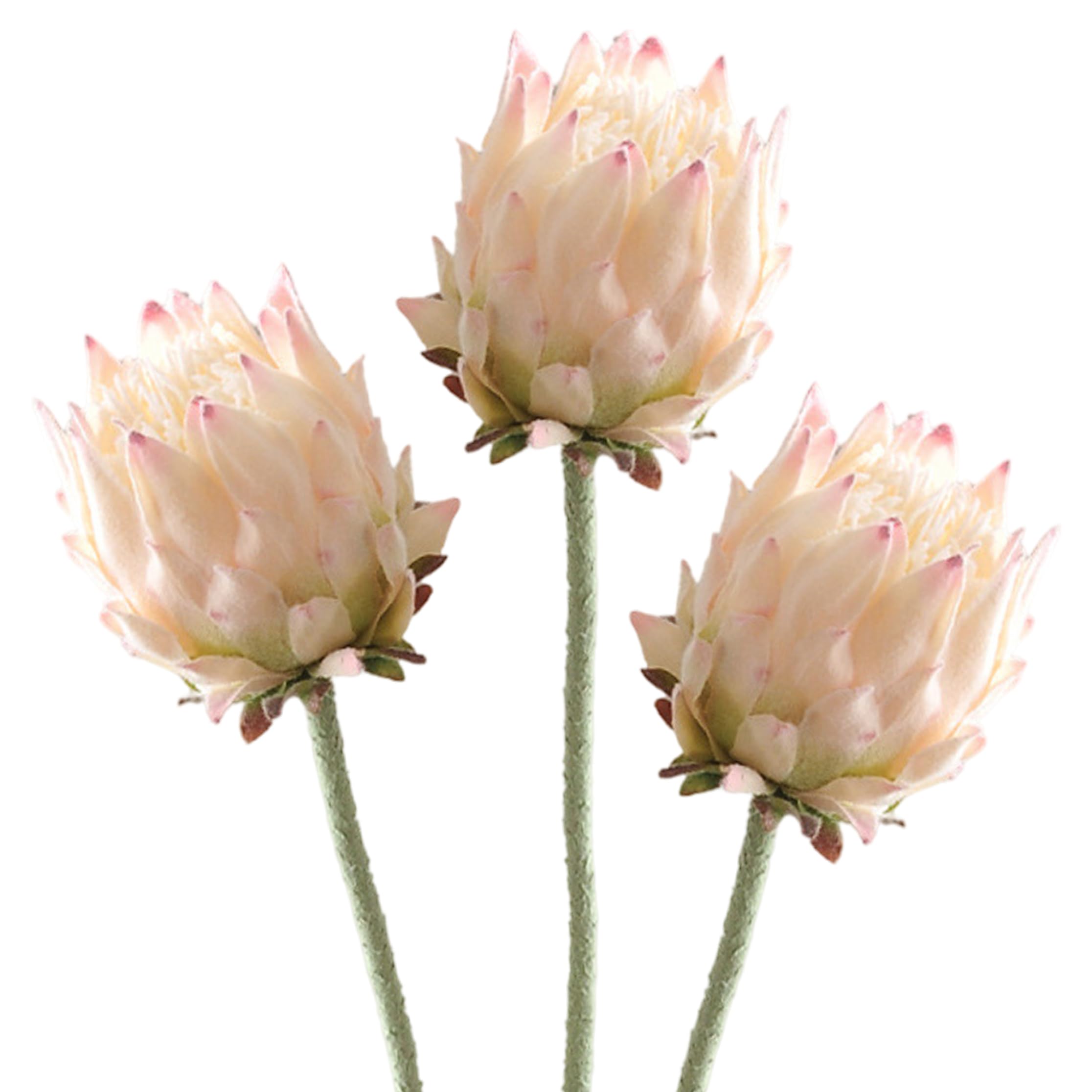 Tsawntd Artificial Plants, Artificial Protea Flowers, 3pcs Tropical Flowers - Real Touch Faux Flower For Vase & Arrangement, 25.2 Inch Style 1