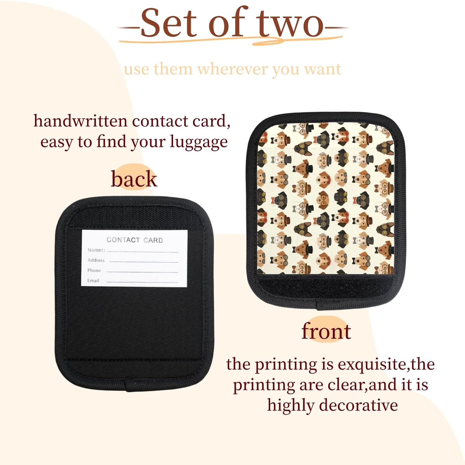 Luggage Handles Wrap Grips 2 PCS - Glasses Dog image 3