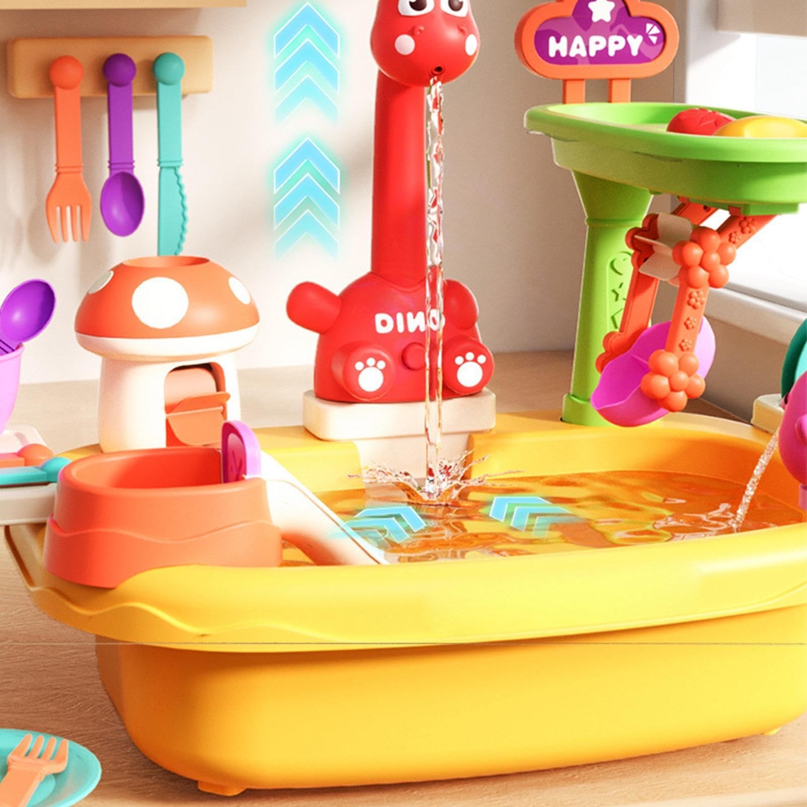 Mesas De Agua Infantiles Para Exterior - Lindos Accesorios Comida Con Grifo Dinosaurio,Mesa Acuática Sensorial De Actividades Al Aire Libre - Para Playa, Patio, Jardín, Parque Acuático, Piscin
