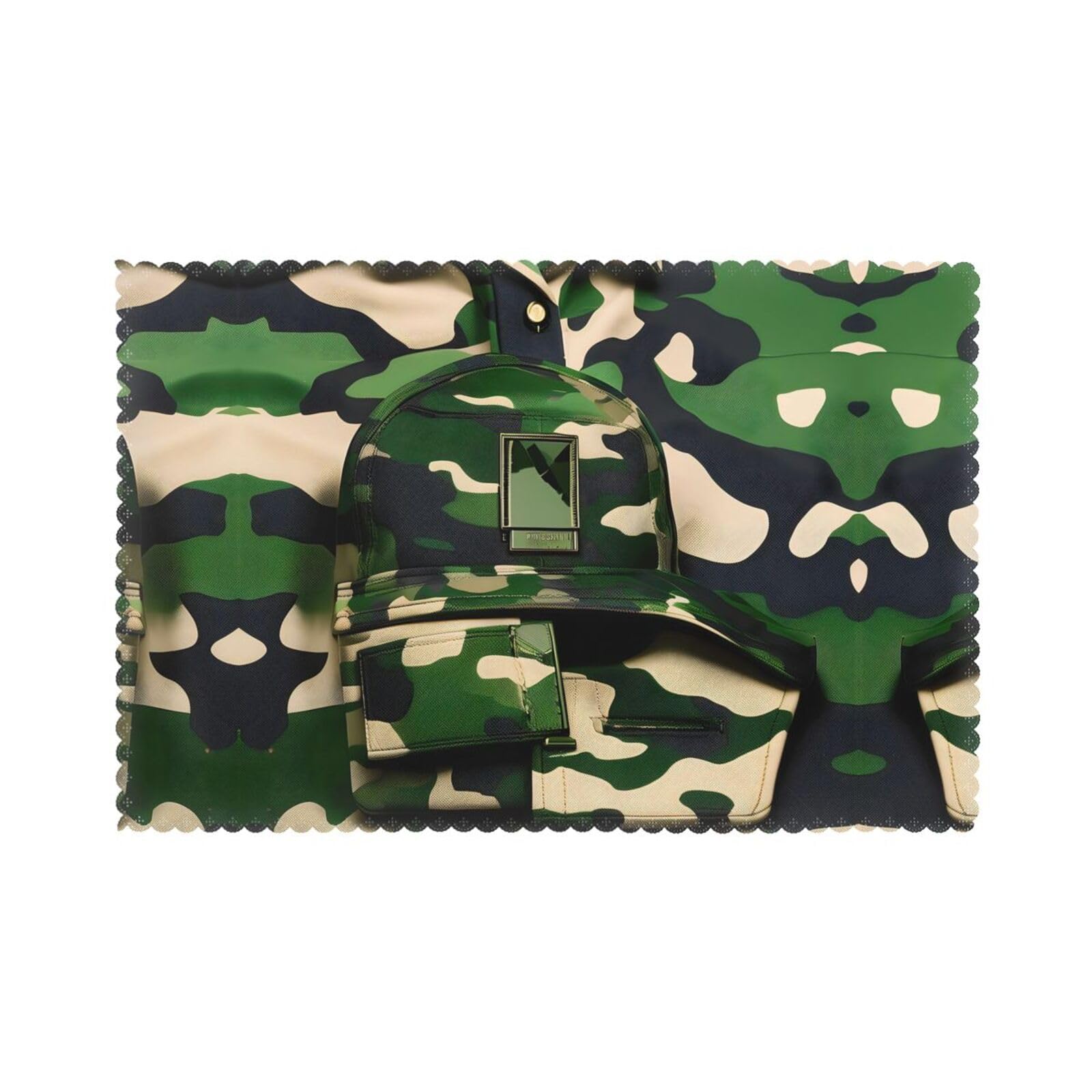 Green Army Digital Camouflage Christmas Placemats Set of 6,Washable Table Mats