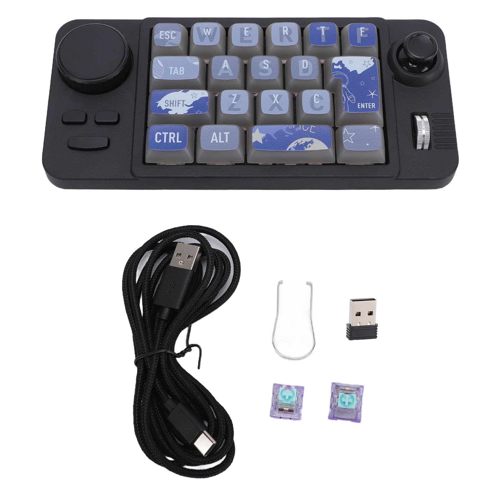 Jectse Pavé Numérique Mécanique Programmable à 19 Touches (Macros), Rétroéclairage LED RGB, connectivité sans Fil 2,4 GHz/Bluetooth 5.0 / Filaire, avec Joystick, Molette de Contrôle