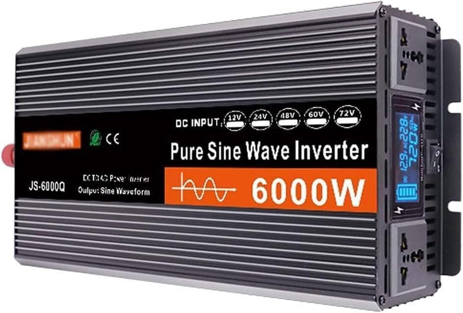 Falownik sinusoidalny 4000 W 5000 W 6000 W Przetwornica napięcia samochodowego 12 V 24 V 48 V 60 V 72 V do 220 V 230 V Przetwornica prądu samochodowego DC na AC, do samochodów ciężarowych (Kolor: 60