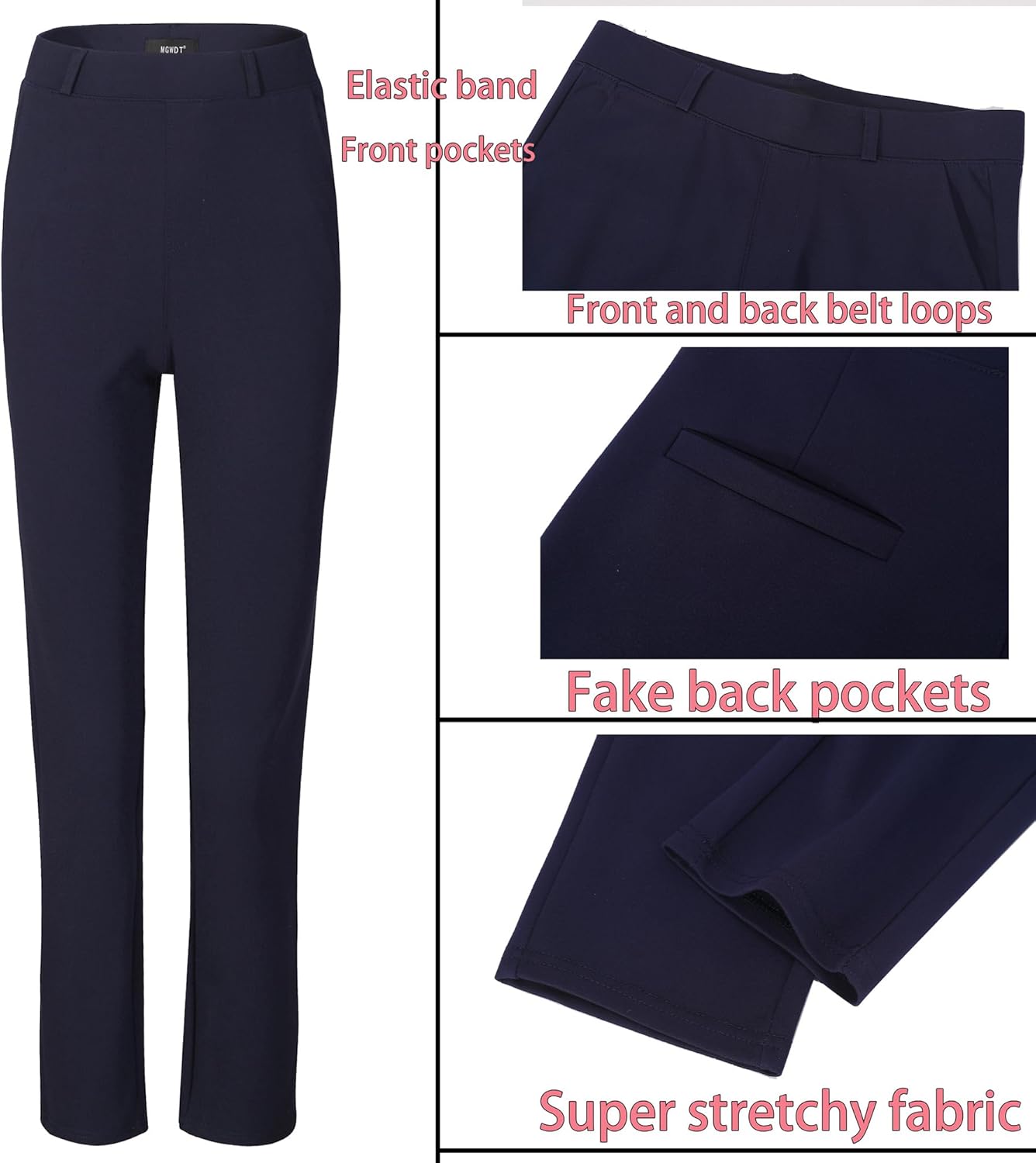 MGWDT Pants for Women's Dress Stretchy Blazer Business Pull On Work Pants - Image 3