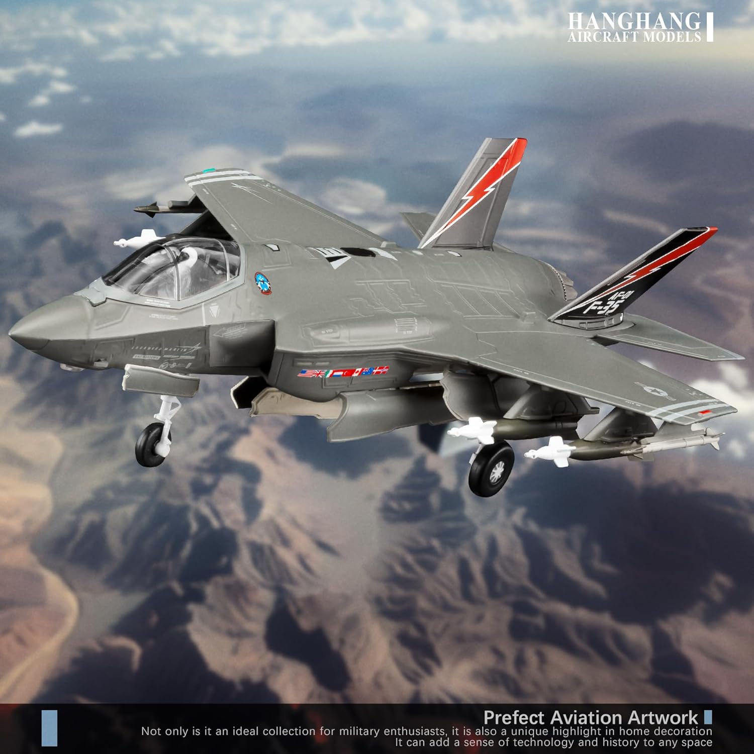 HANGHANG 1/72 Military Model Plane F35I Beasts Alloy Fighter Plane Model Model Airplane for Collections and Displays