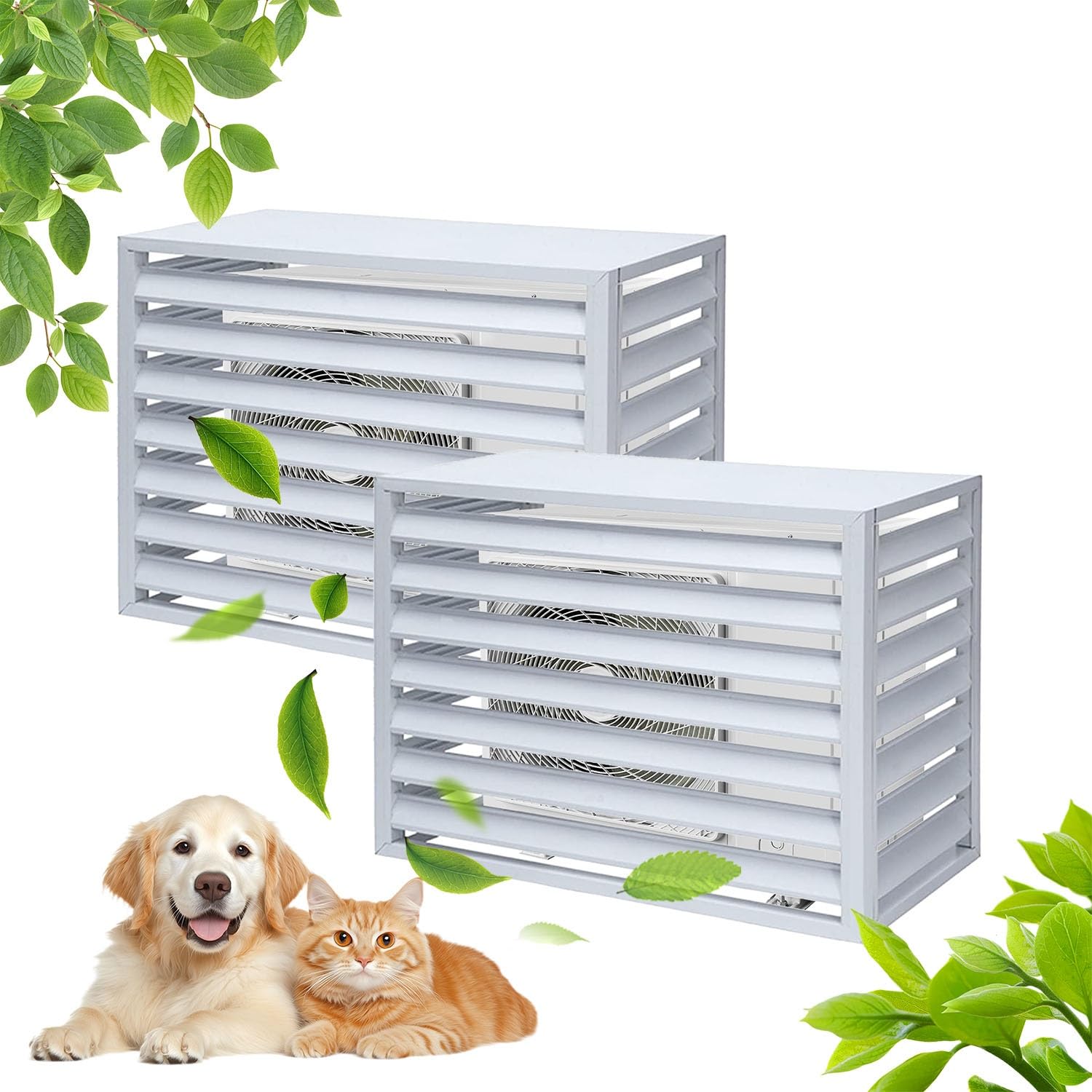 Aycdl White Outdoor Air Conditioner Fence, Aluminum Alloy Condenser Protective Cover, Privacy Screen For Garden Anti-Theft And Tidiness, Easy Installation,-100Cm