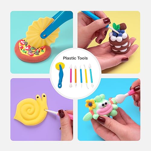 Miniatura 4 de FlyFlag - Kit de herramientas de arcilla seca al aire, 20 unidades, incluye lápiz de bola, bolígrafos de goma, rodillo, raspadores de plástico y