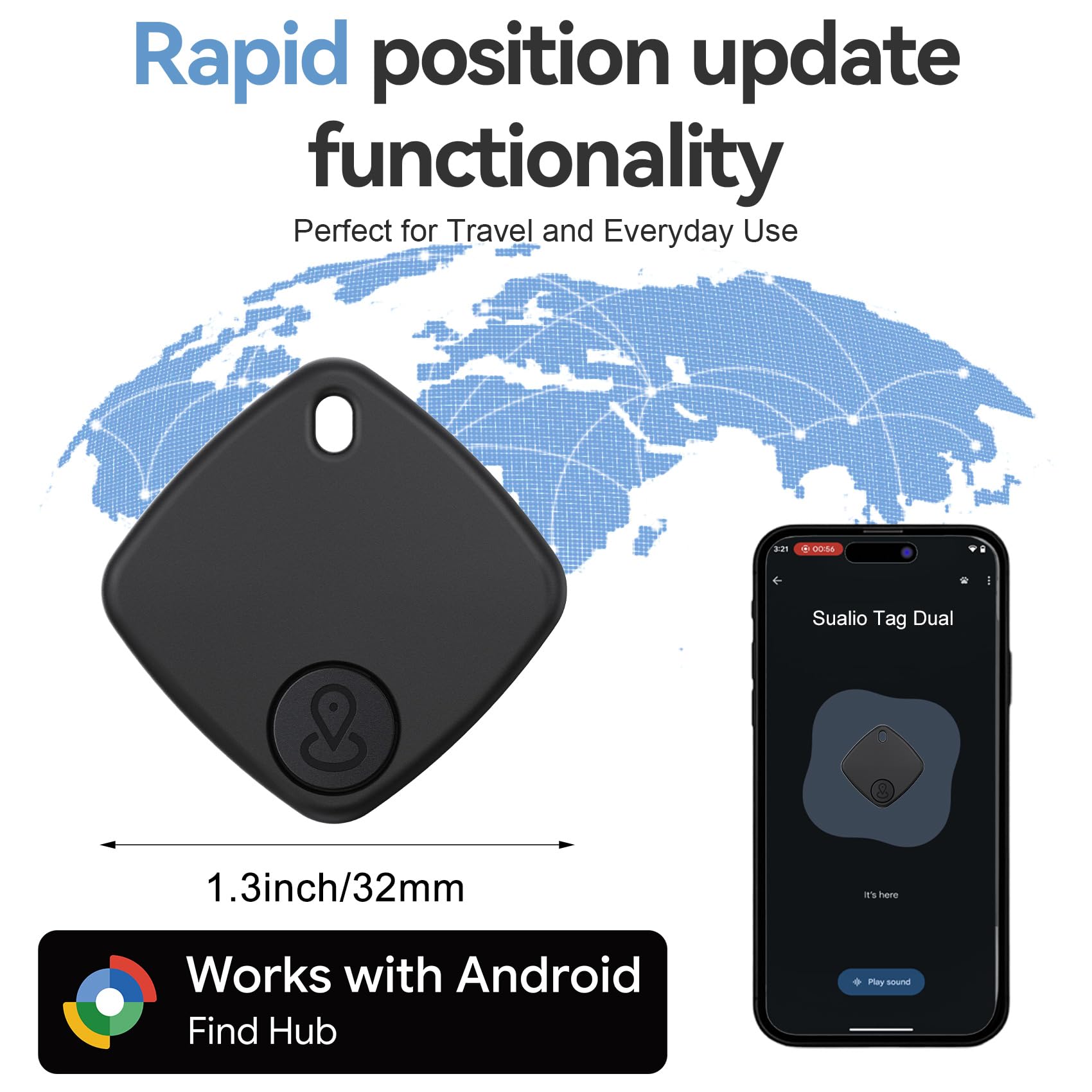 Smart Tracker Bluetooth 4 Pezzi IP67 Impermeabile Compatibile con Google Find Hub per Chiavi Bagagli Valigie (nero)