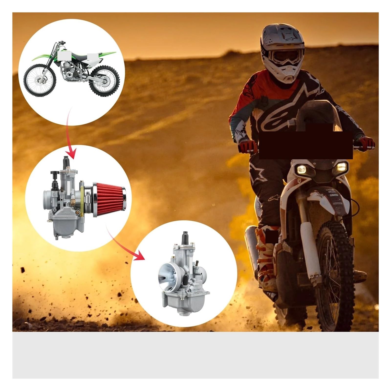 Carburador moto Para Suzuki 125cc-600cc 2T 4T Carburador PWK24/26/28/30/32/34/36/38/40mm Con Power Jet Motocicleta De Carreras Carburadores para motos(26MM Silvery)