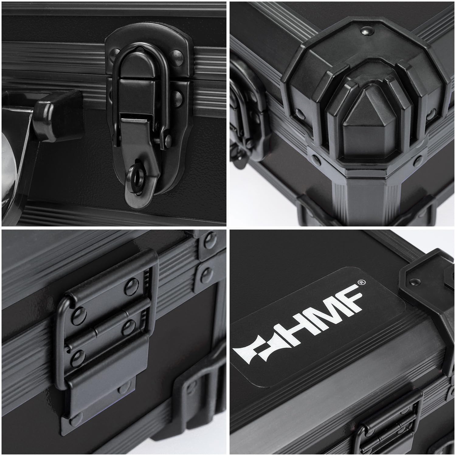 HMF 15502-02 Valigetta di trasporto con schiuma a griglia, valigetta universale, cassetta attrezzi | 39 x 29 x 12 cm | Nero