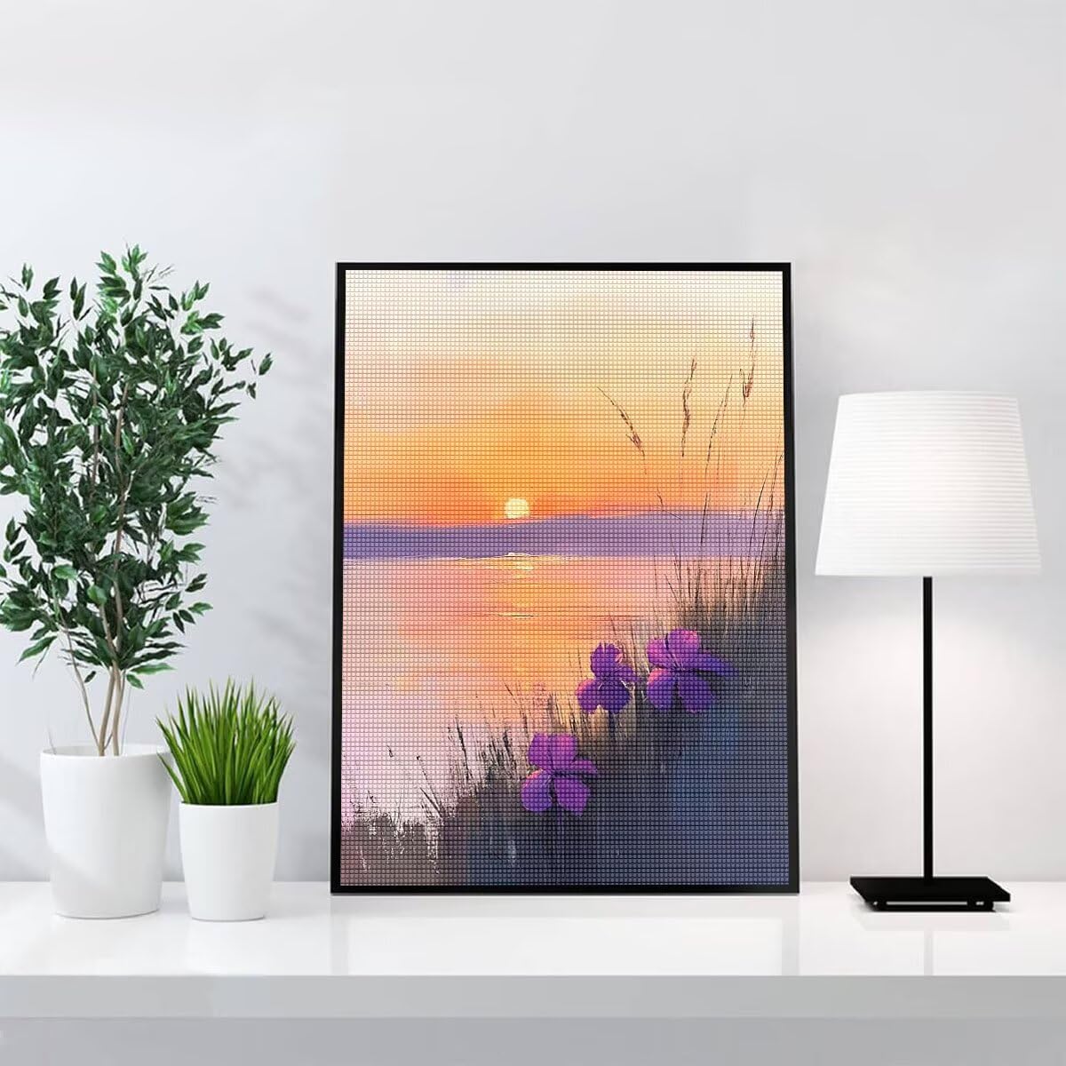 Diamond Painting Kit Completo, Diamond Painting Paesaggio, 5D Pittura Diamante Kit Manualidades Adultos DIY Diamantini Crystal Art Disegni Ricamo a Punto Croce Artigianale, 90x120cm Tramonto j0-618