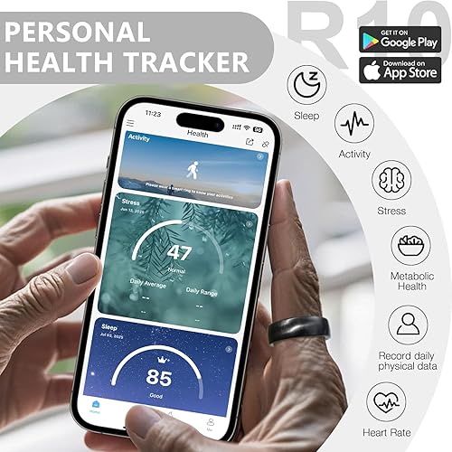 Miniatura 3 de Smart Health Ring - Rastreador de salud del sueño para mujeres y hombres con frecuencia cardíaca, oxígeno en sangre, monitor de sueño, pasos,