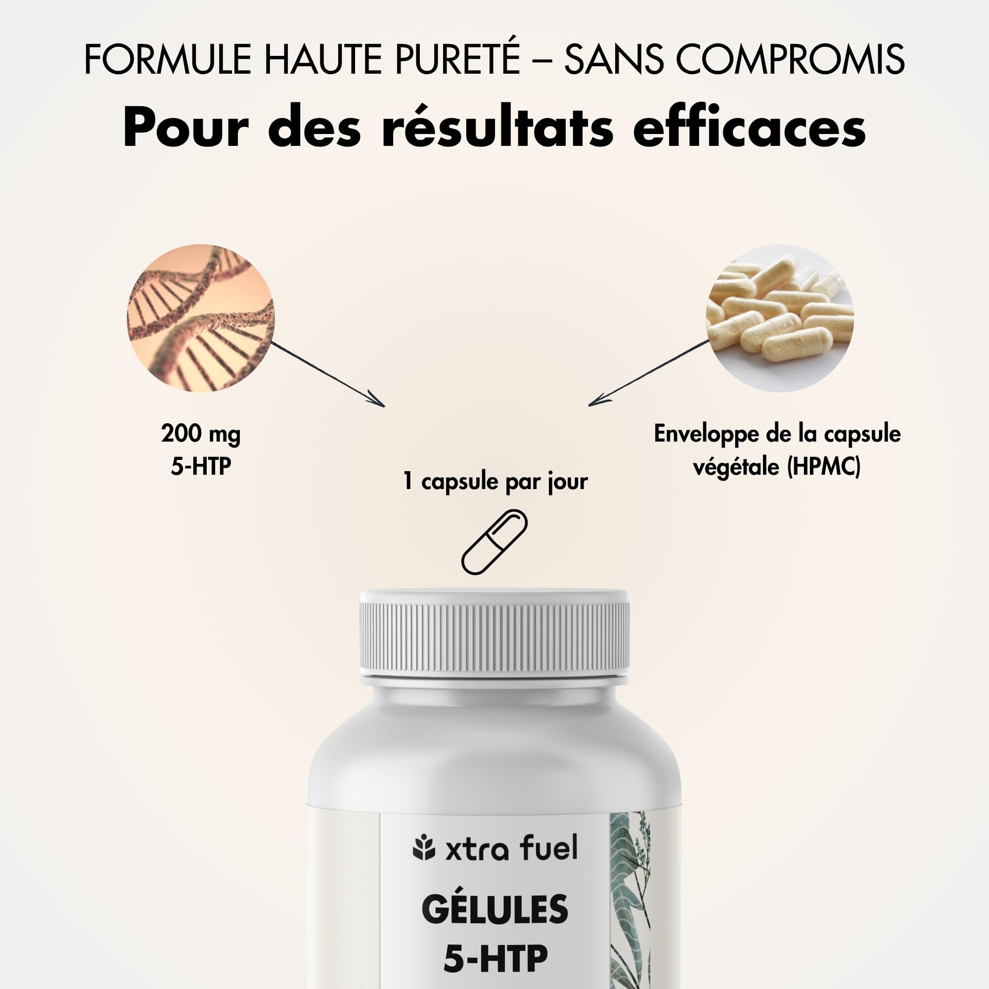5-HTP 200 mg – 240 gélules – Extrait de Griffonia simplicifolia standardisé à 30% de 5-hydroxytryptophane – XTRA FUEL