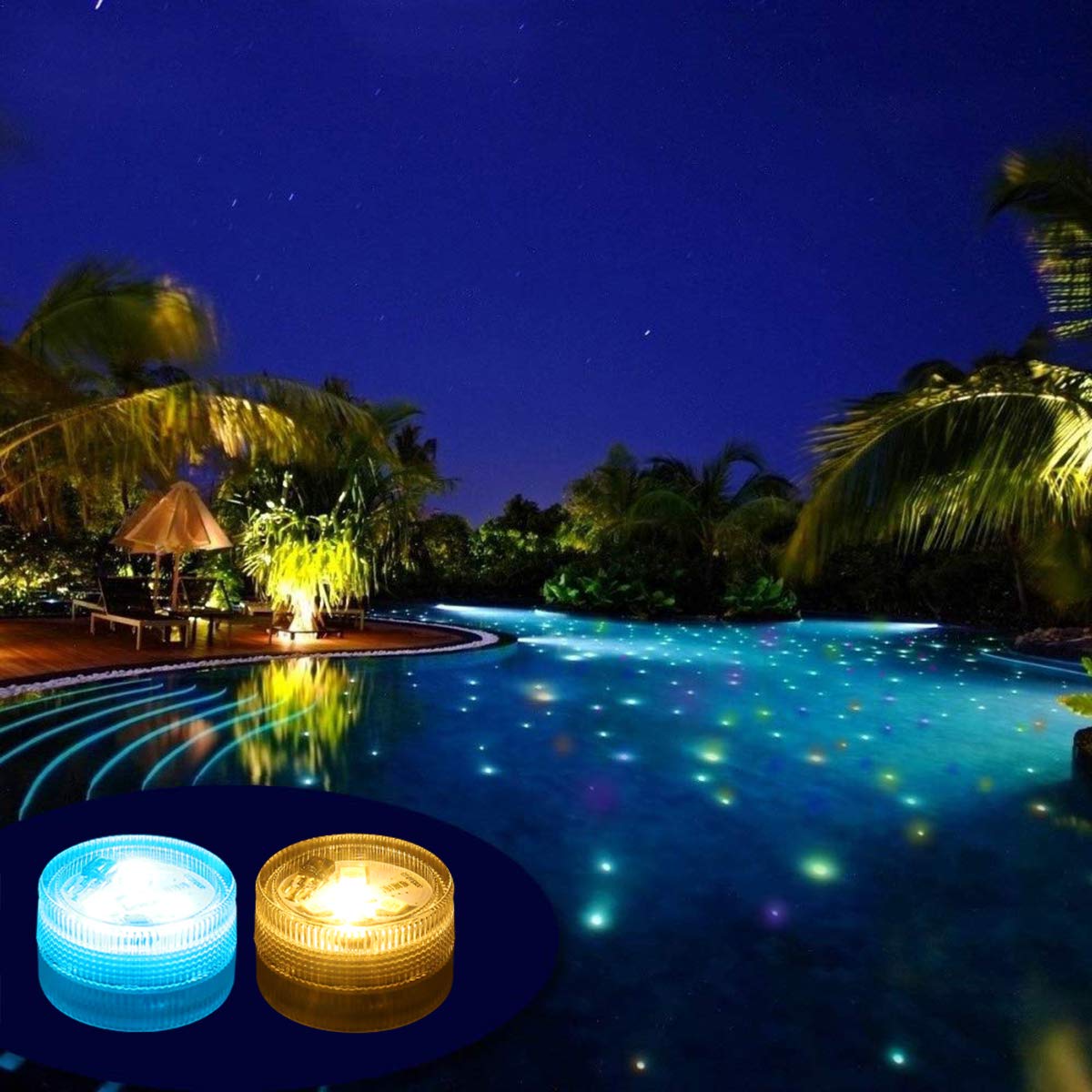12 Candele LED Senza Fiamma Subacquee – Impermeabili, Con Batteria, Luce Gialla Per Piscine, Laghetti, Matrimoni