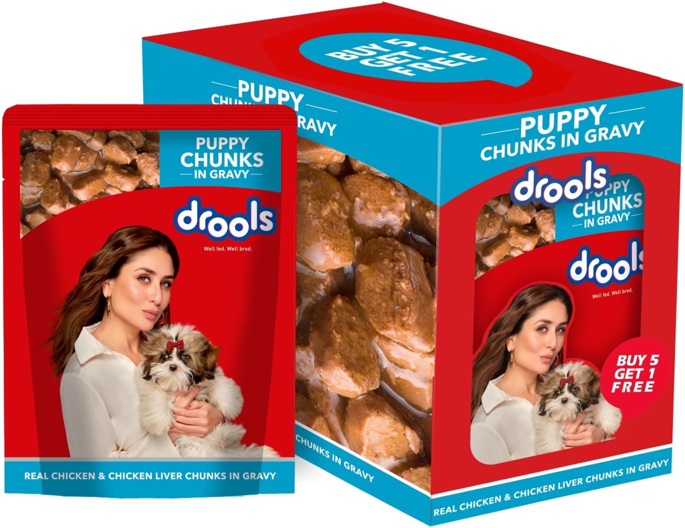 Puppy Wet Dog Food Real Chicken and Chicken Liver Chunks Gravy 0.9 Kg (6 X 150g) Pack of 6