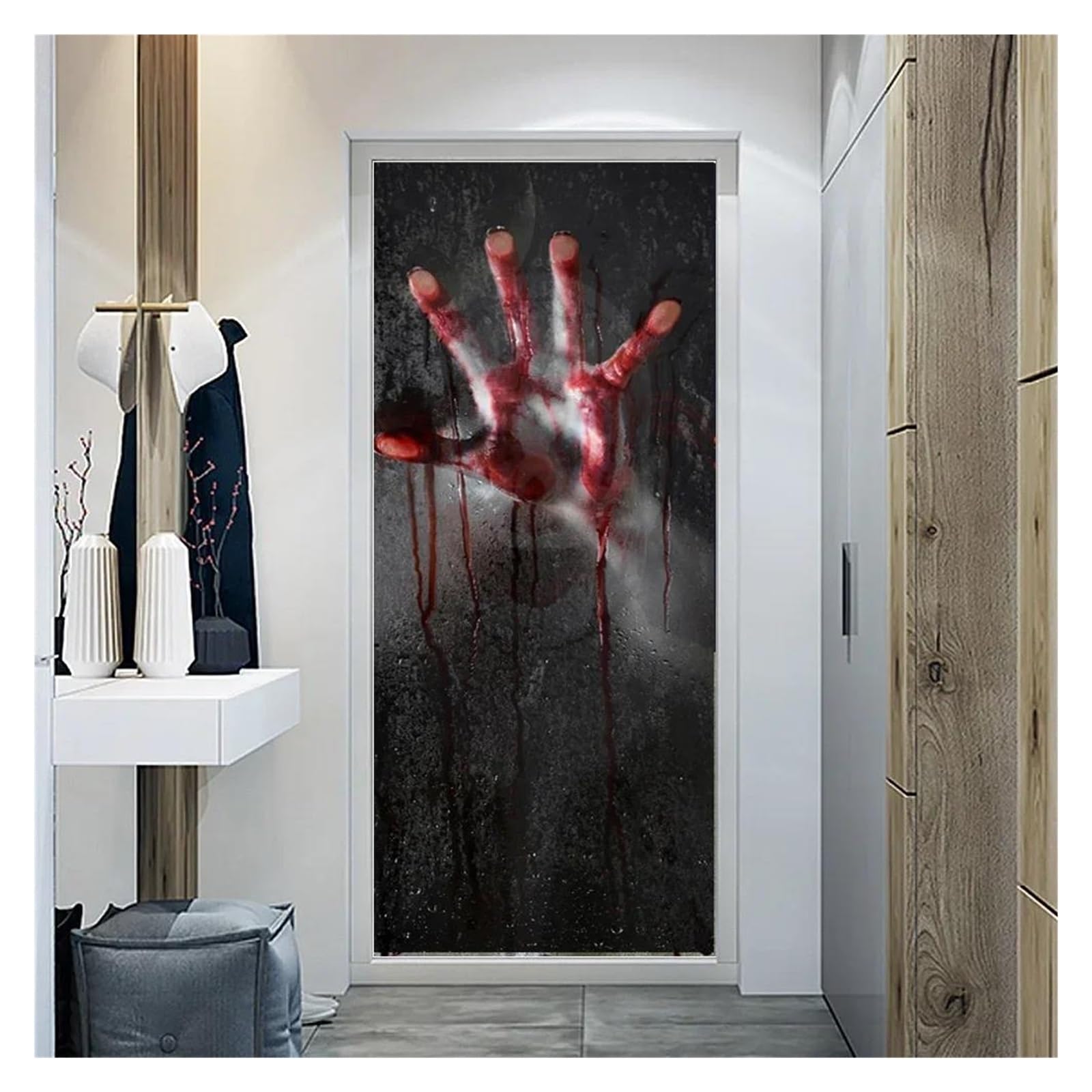 Papier peint citrouille Halloween imperméable | Sticker de porte PVC lavable
