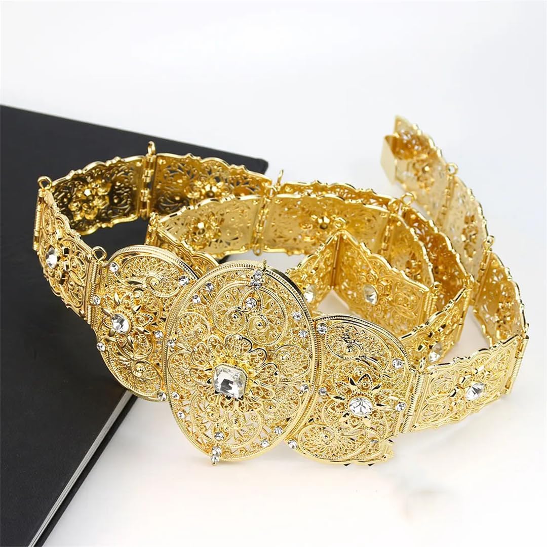 Women’S Turkish Gold Metal Waist Chain Adjustable Caftan Belt Belly Jewelry For Bridal Wedding Party