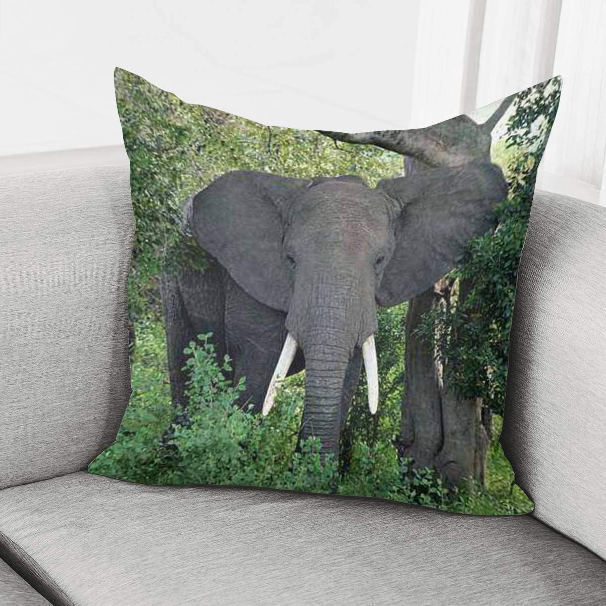 AmzbeautyElephant Printed Square Throw Pillow Covers Set Soft Home Decorative Cushion Case for Sofa Bedroom Car 18 x 18 Inch 45 x 45 cm