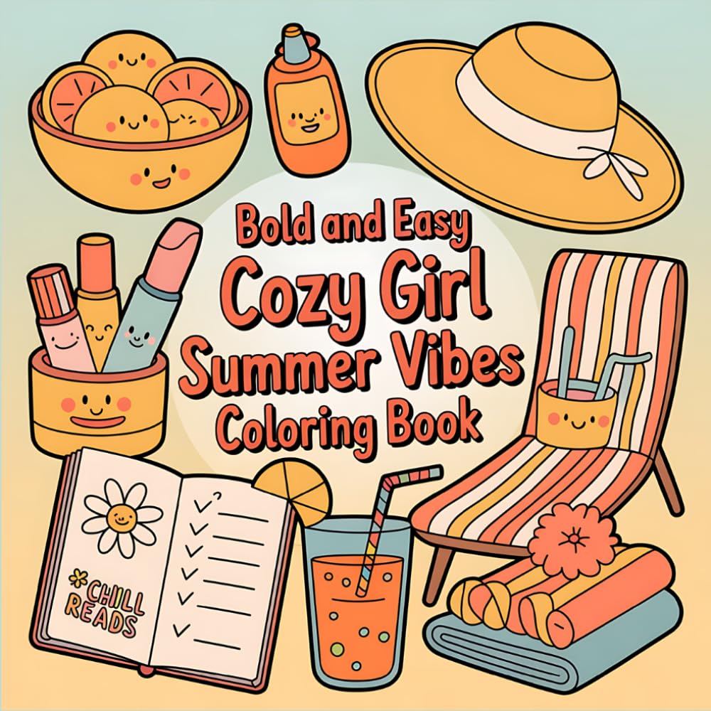 Cozy Girl Summer Vibes Coloring Book: A Cute and Relaxing Summer Coloring Book for Girls with Cozy Aesthetic Vibes