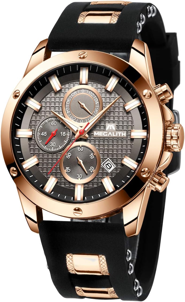 Mens Watches Chronograph Waterproof Watches for Men Analogue Designer Wrist Watches Quartz Luminous Date Rubber Gents Watches