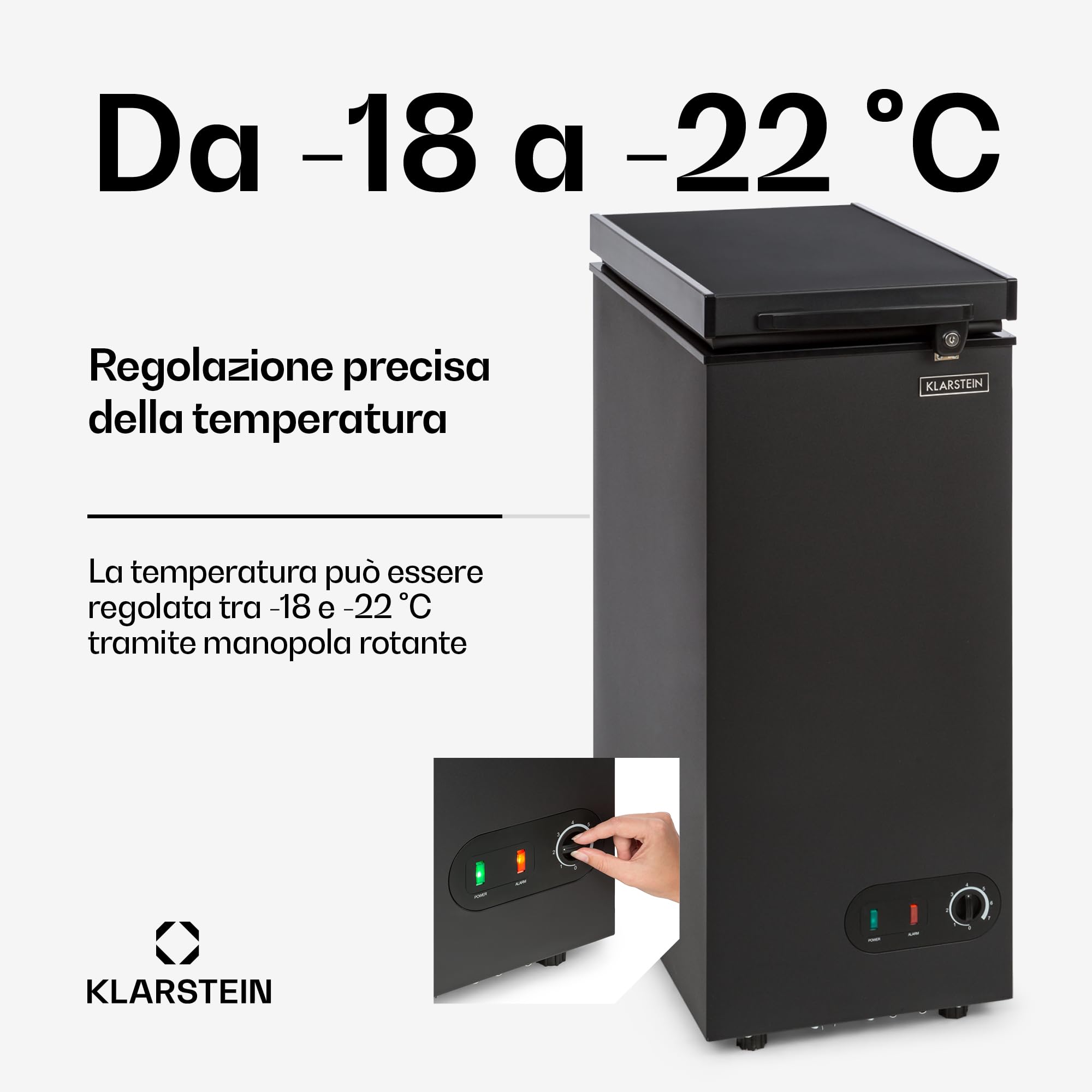 Klarstein Mini Congelatore a Pozzetto Piccolo, Alta Efficienza Energetica, Mini Congelatore Piccolo a Pozzetto Compatto con Cestello Rimovibile, Mini Freezer Congelatore per Casa e Ufficio, 51L